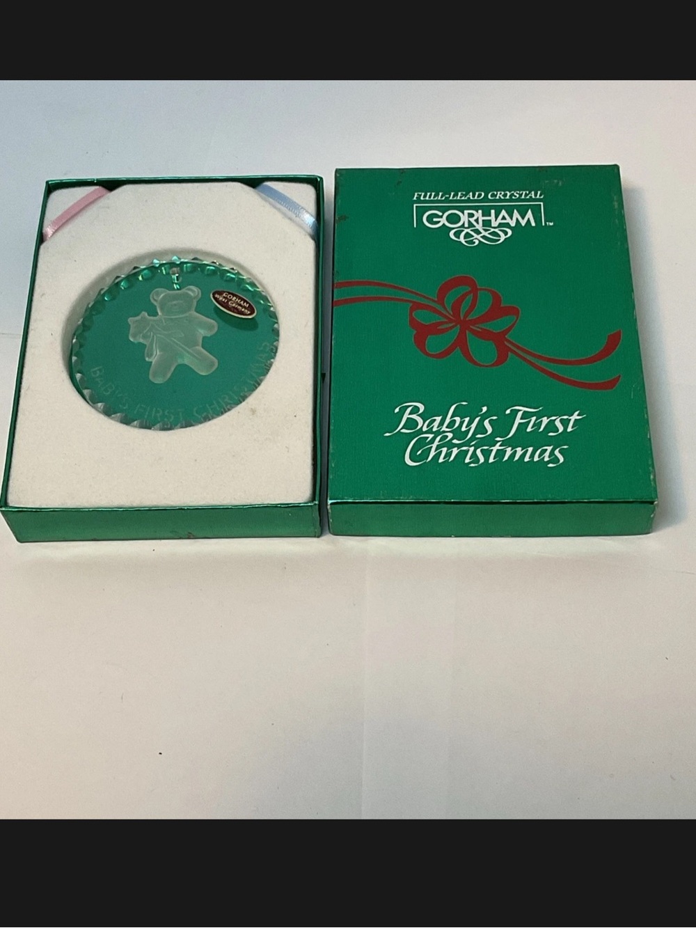 Gorham Crystal Baby's First Christmas Ornament West Germany